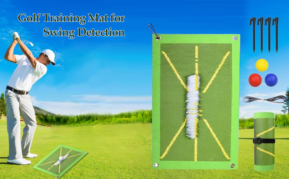 Golf Training Mat for Swing Detection Batting, Golf Impact Mat Path