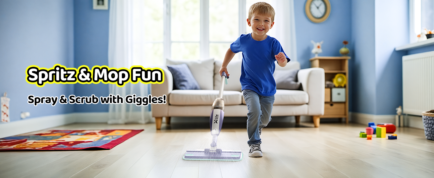 Watch as your child takes charge of their cleaning routine with the Xlife Toy Spray Mop!