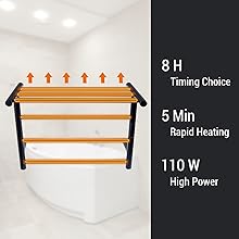 4 Tier Wall Mounted Bathroom Towel Warmer Rack