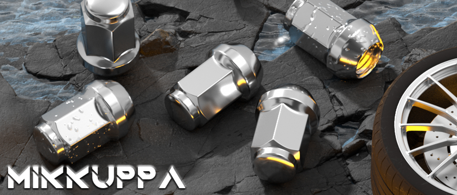 MIKKUPPA 1/220 Wheel Spike Lug Nuts, 20pcs Chrome Spike