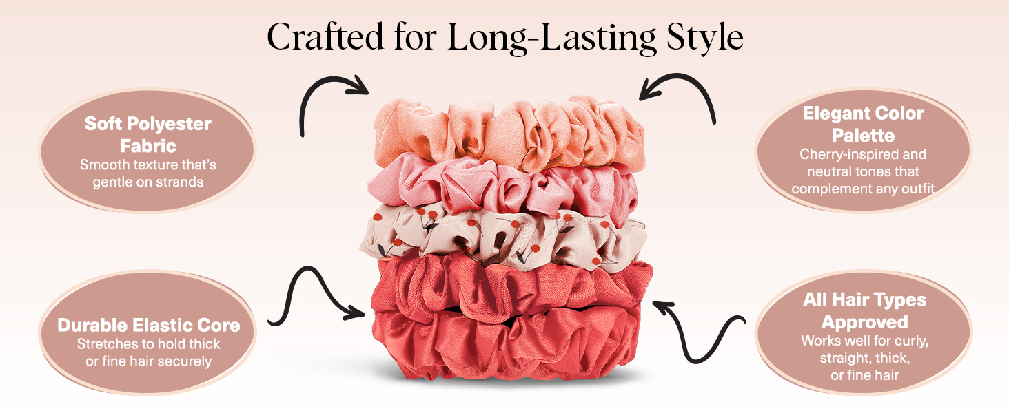 Kitsch Satin Scrunchies for Women - No Crease Hair Ties for Girls