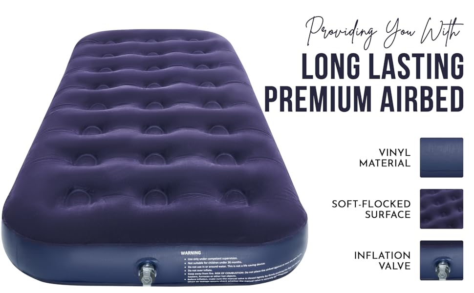 SA Products Blow Up Bed Single Airbed Waterproof Inflatable Bed Single Air Bed Inflatable