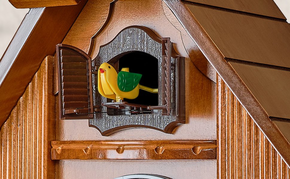 Cuckoo Clock with Automatic Night Mode, Swinging Pendulum