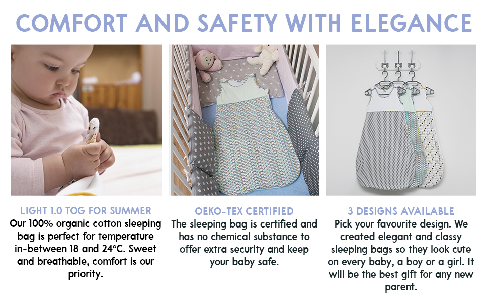 Sweety Fox 1 TOG Baby Sleeping Bag, 70cm, Grey Sleeping Bag Baby 06