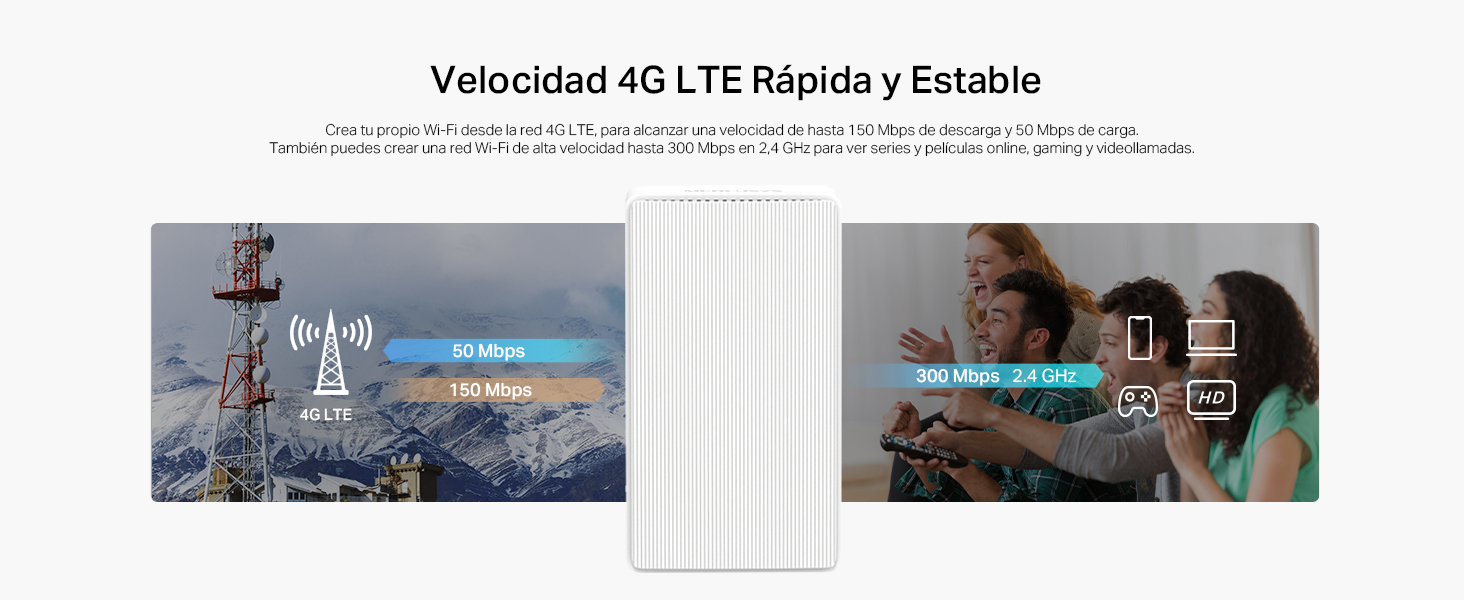 MB110-4G - Router 4G LTE 300 Mbps, Funciona con Tarjeta SIM