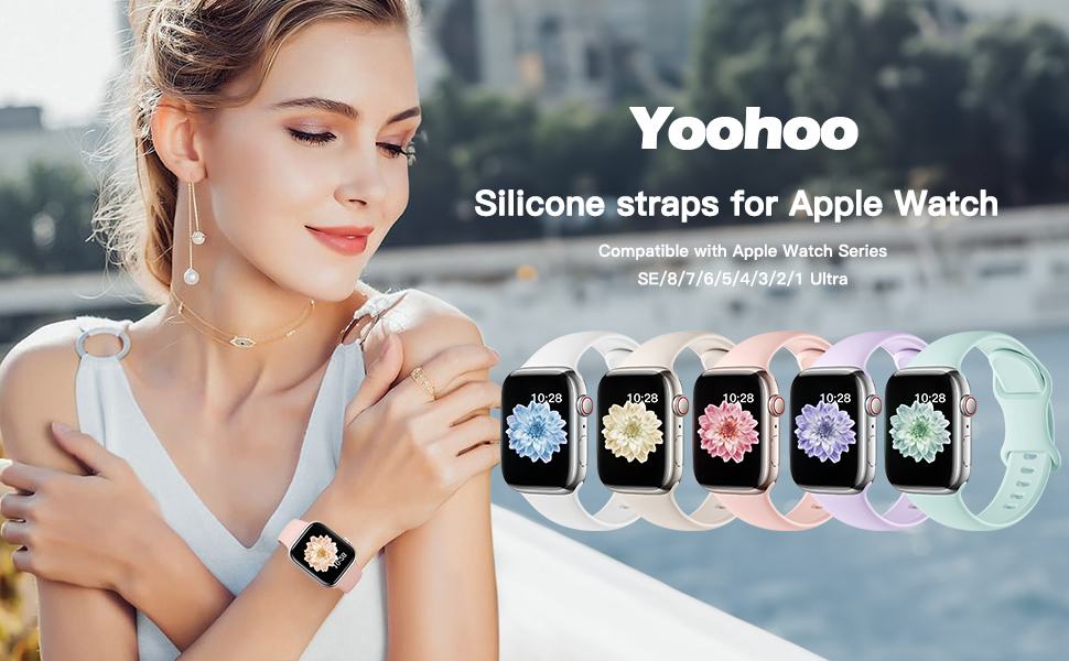 Yoohoo 5 Pack Silicone Straps Compatible with Apple Watch Straps 42mm