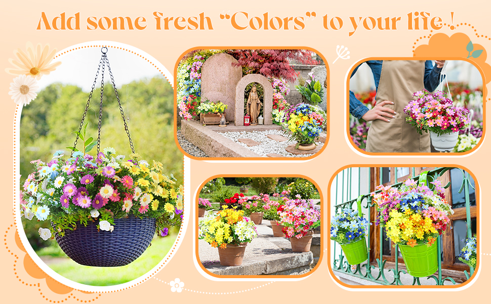 21 Bundles Fall Artificial Flowers Outdoor UV Resistant