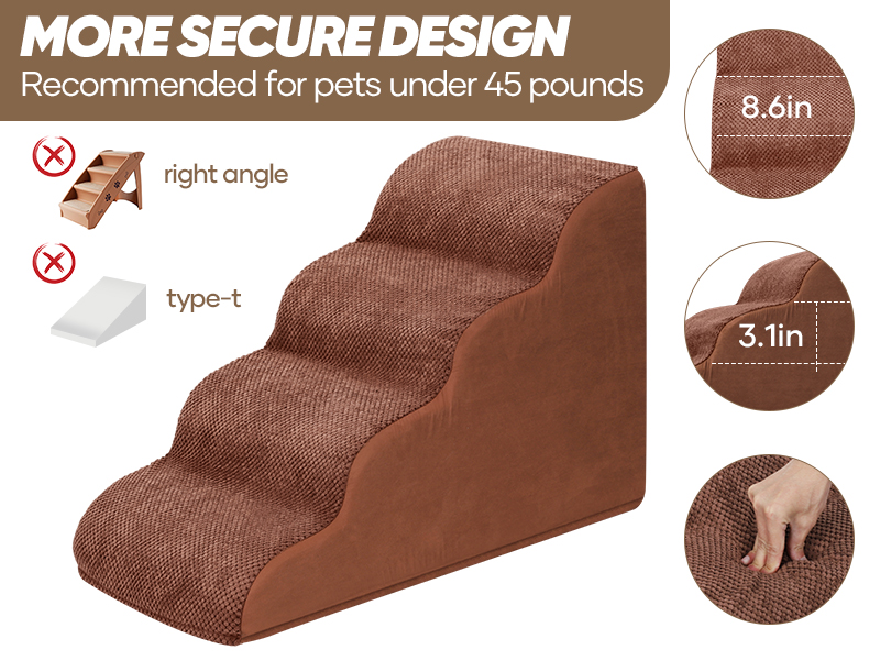 4 Steps Dog Ramp/Stairs for Beds and Couches,MOOACE Pet