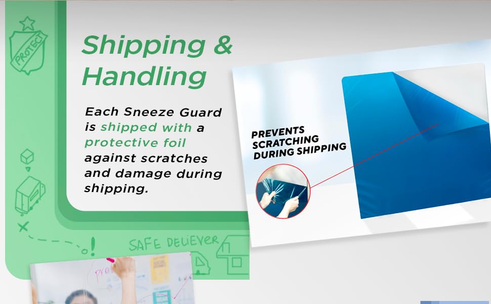 SPEEDYORDERS Protective Sneeze Guard, 1/4" Thick 24"W x 24