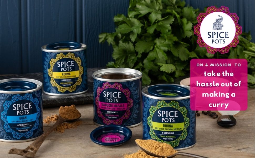 Spice Pots Luxury Indian Spice Gift Set 5 Spices Korma, Bhuna, Goan