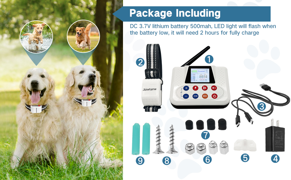 Jbiwtanw Wireless Dog Fence, 2 in 1 Dog Electric Fence