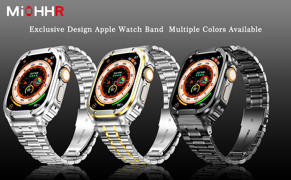 metal apple watch band with bumper