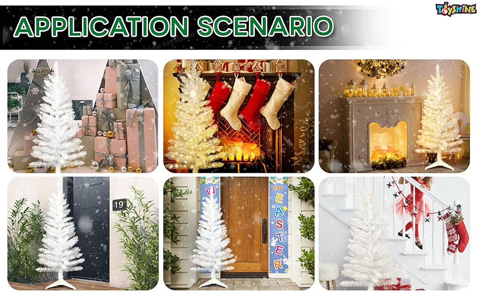 Toyshine Christmas Party Decoration, 3 Ft Tall Christmas Tree (White) with 48 Pcs 