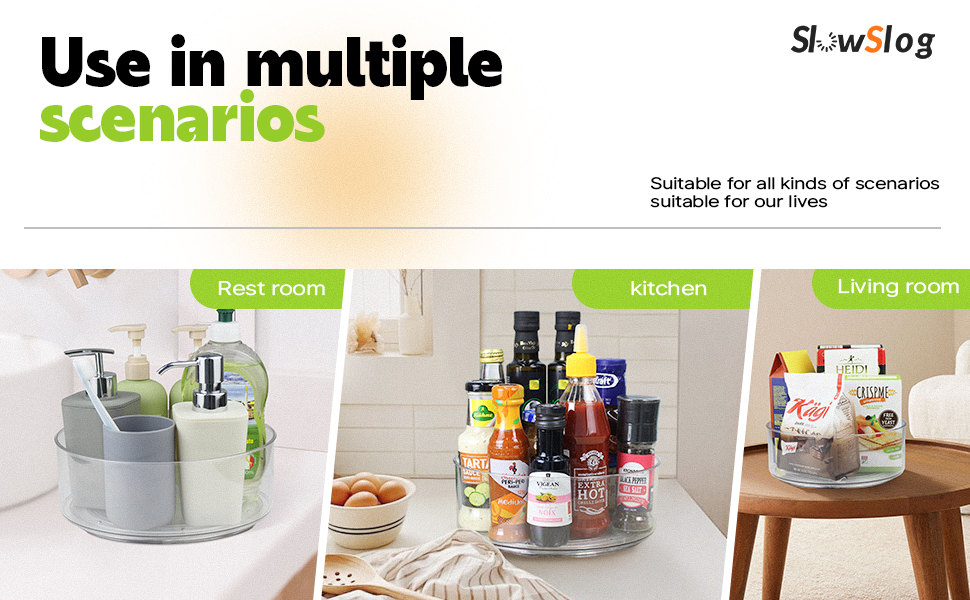 Slow Slog Lazy Susan Organizer, 2pcs 360 Degree Rotating