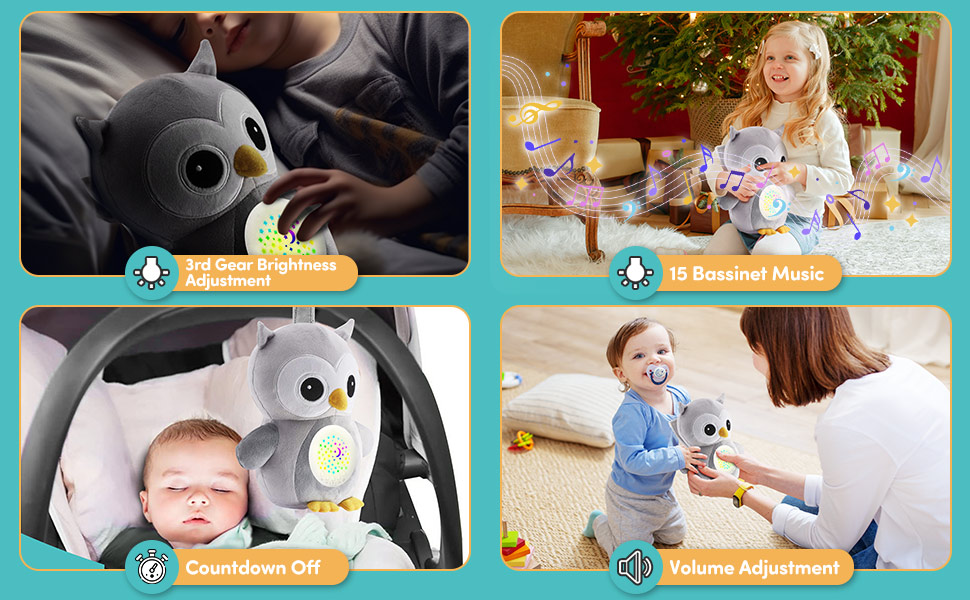 MOXTOYU White Noise Machine Baby Toy, Baby Sleep Soother Toys, Washable