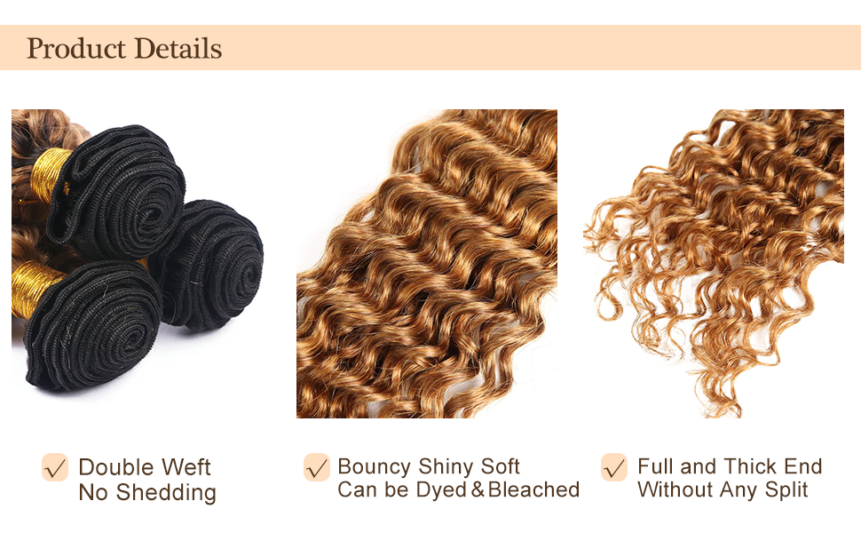 Ombre Human Hair Bundles Blonde Deep Wave Bundles 8a