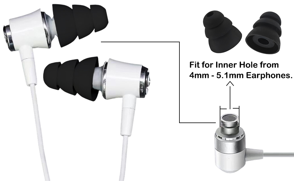 DMZHY 9 Pairs SML White Earbud Tips Triple Flange Earbud Tips Replacement Earbud