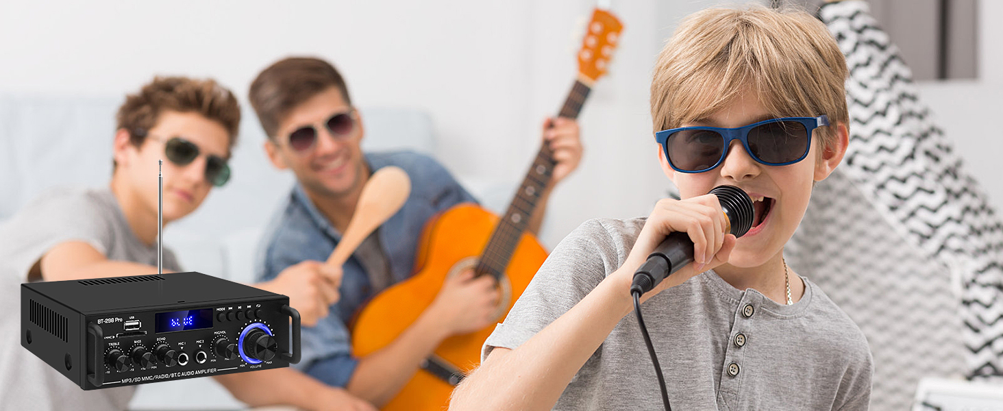 Karaoke bluetooth receiver for home stereo bluetooth amplifier radio receiver sound amplifier