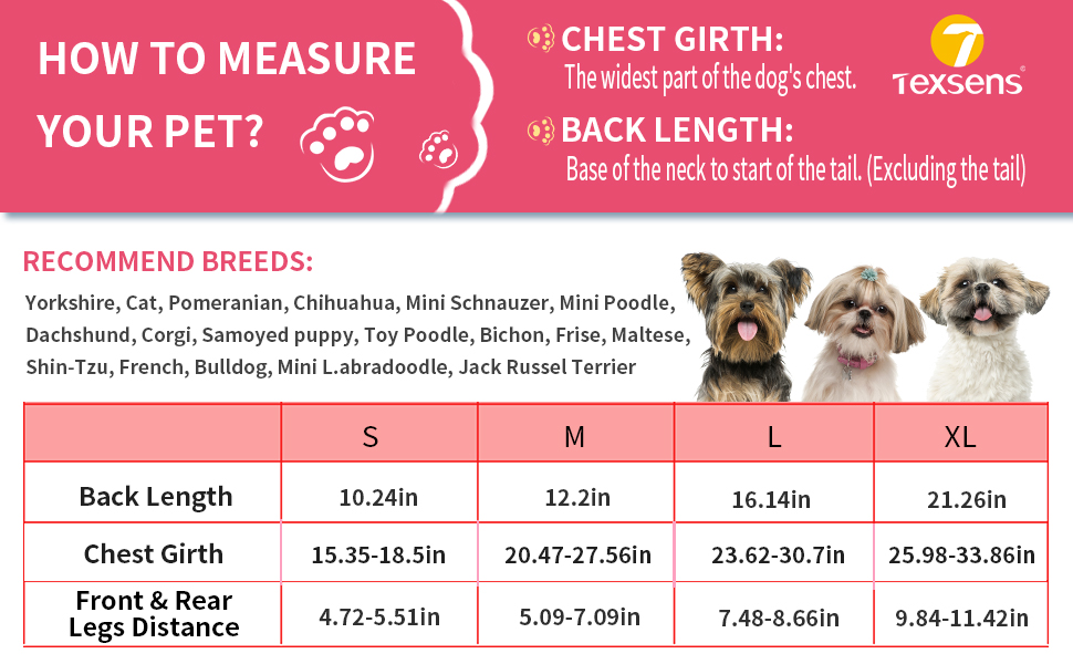 Texsens Dog Front Pack Carrier Adjustable HandsFree Pet Carrier Backpack, Legs