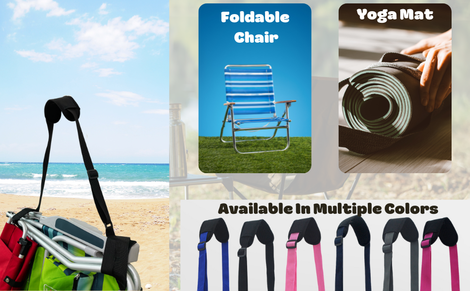 NGIL Black 2 Pack Adjustable Beach Chair Carry Strap Universal Folding Chair Carry