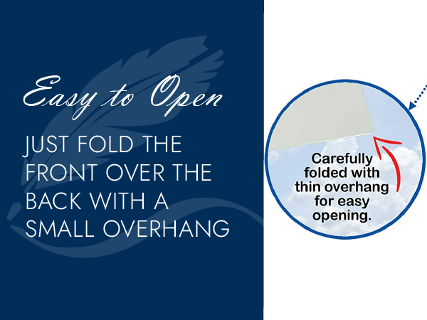 Easy to open just fold the front over the back with a small overhang