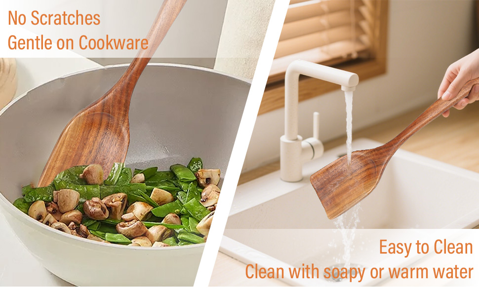 9 piece wooden kitchen cooking utensil set serving stirring