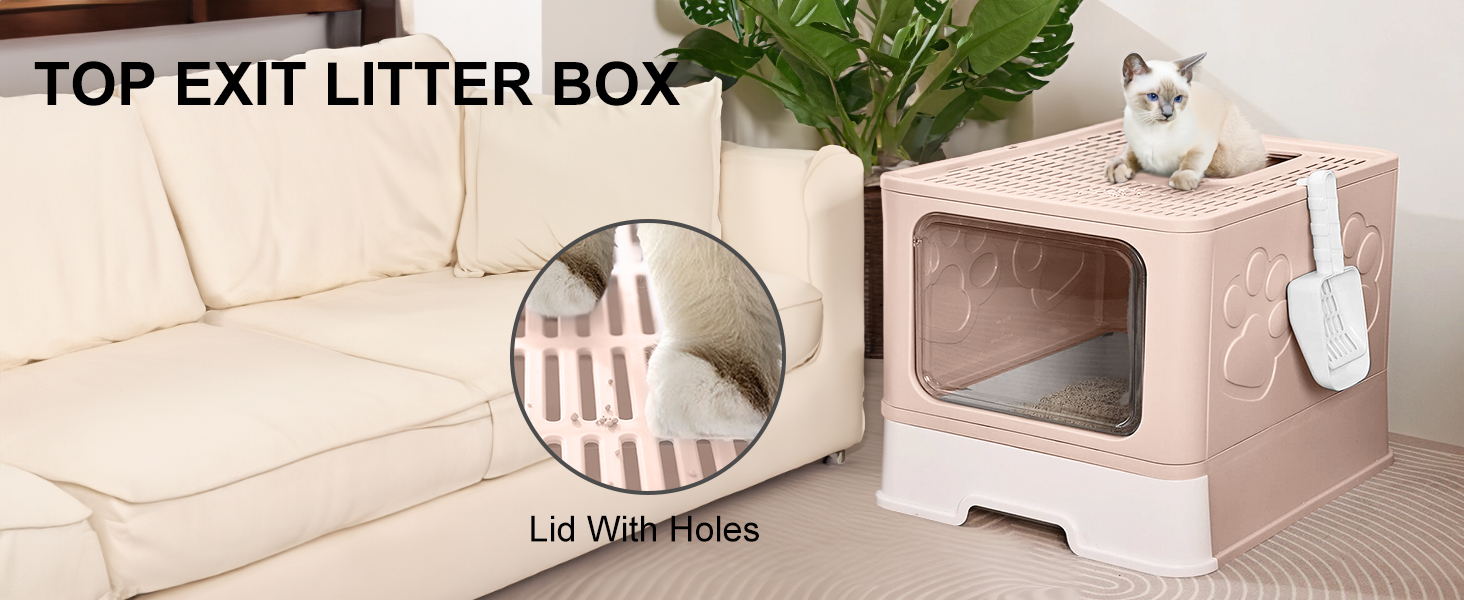 Upgrade Portable Litter Box, Top Entry Cat Litter Box with