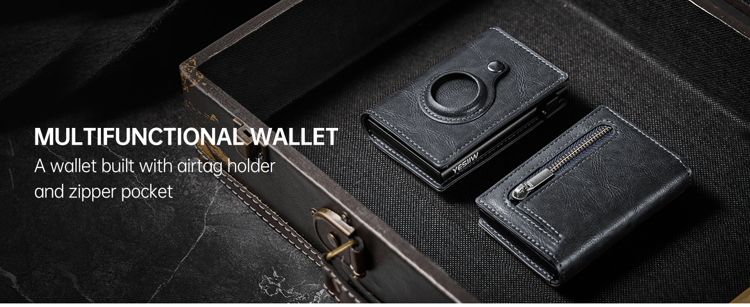 YESIIW AirTag Wallet for Men, Pop Up Wallet RFID Blocking