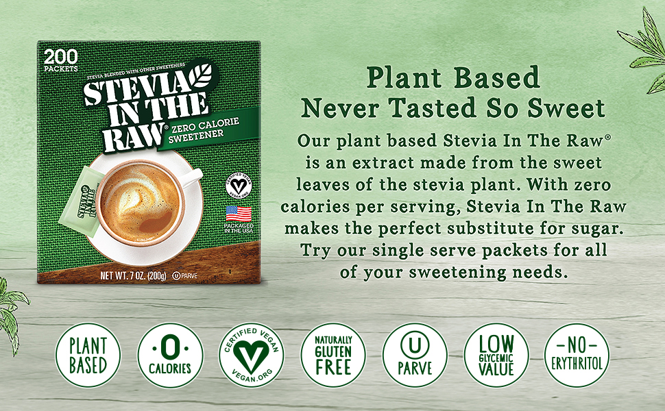 Stevia In The Raw, Plant Based Zero Calorie Sweetener, Sugar Substitute, SugarFree