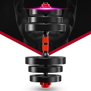 Haltere Musculation Reglable, Ensemble D'haltères Pour Hommes 2 En 1, Disque Musculation Dumbbells Barres Pour La Salle De Sport, Serrure De Sécurité+Avec Bielle,Noir DFG