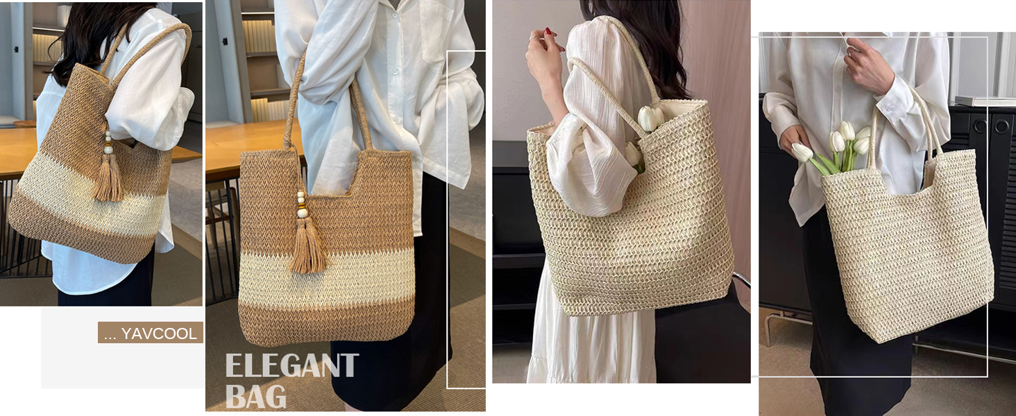 large straw beach bag
