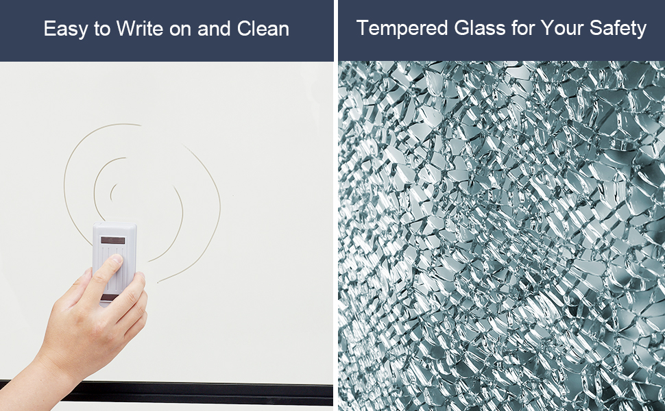 Tankee Mobile Clear Glass Whiteboard on Wheels 48" x 32