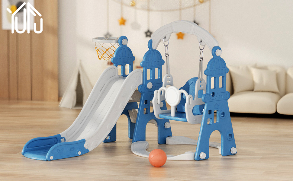 YUFU 4in1 Toddler Swing and Slide Set, Kids Slide with
