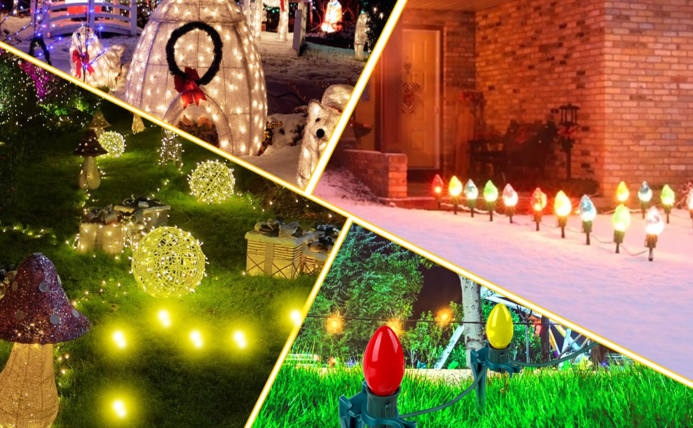 100 pcs 9 Inch Christmas Light Stakes for Yard, 100 PCS