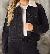 JMOJO Sherpa Lined Denim Jacket for Women - Removable Collar Trucker Style womens jean jacket - R...