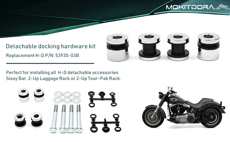 MoKitDora Softail Detachable Docking Hardware Kit for Sissy Bar Luggage Rack Tour
