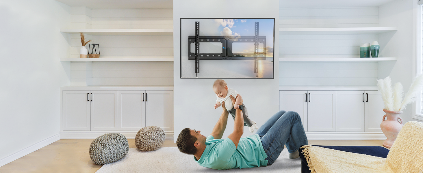 HOME VISION TV Wandhalterung Neigbar für 3275 Zoll Flach & Curved Fernseher bis zu 𝟳𝟱𝗞𝗚