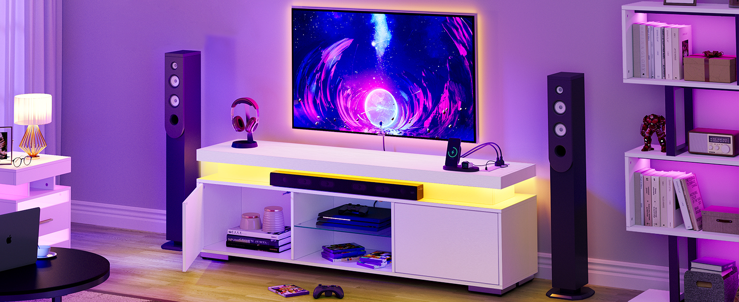 YITAHOME LED Entertainment Center with Power Outlets