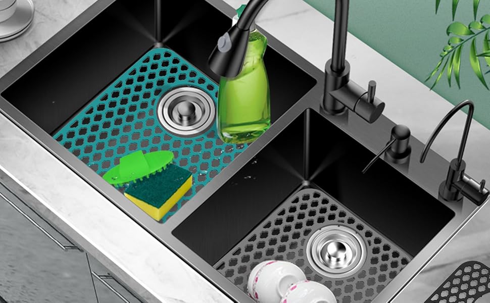 kuangMEIX Silicone Kitchen Sink Mat Dish Drying Mat Sink