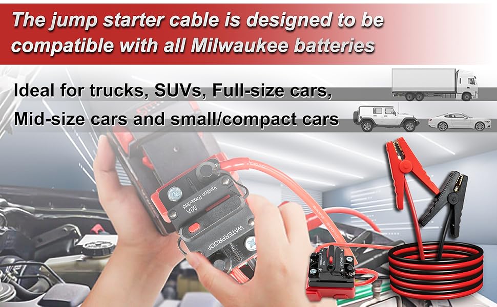 Jumper Cable Clamps for Milwaukee M18 18V Battery Jumper Starter