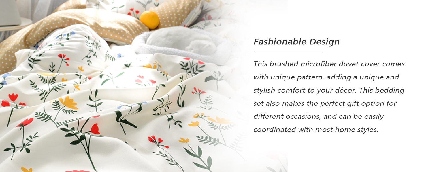 ARIGHTEX Red Yellow Floral Bedding Comforter Cover Set Twin