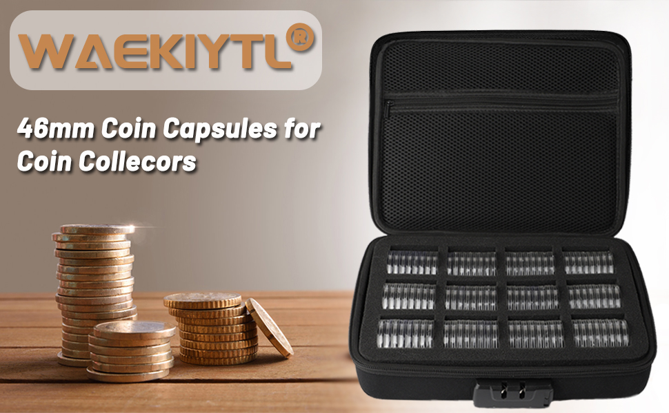WAEKIYTL 46mm Coin Capsules with 11 Sizes Foam Gasket and Plastic