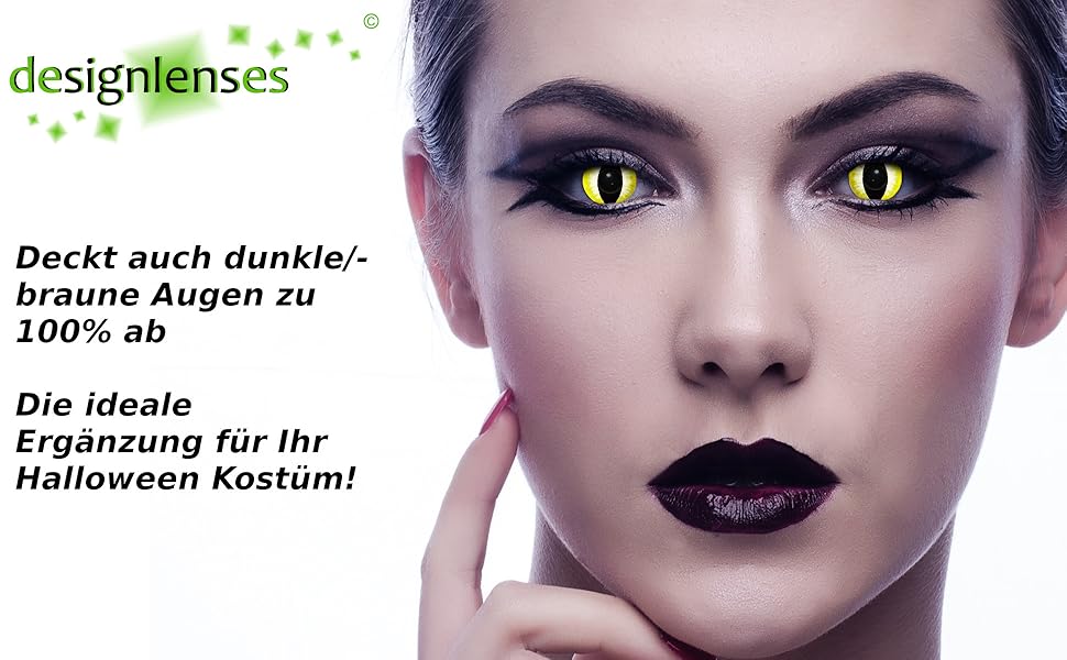 Gelb weiße farbige Halloween Karneval Fasnacht Katzenaugen Kostüm Cosplay Kontaktlinsen ohne Stärke