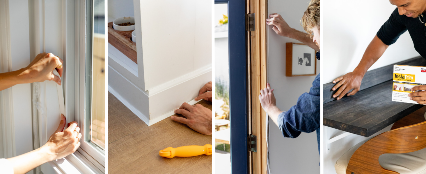 InstaTrim Peel and Stick Trim Flexible, Adhesive Caulk Tape for Walls