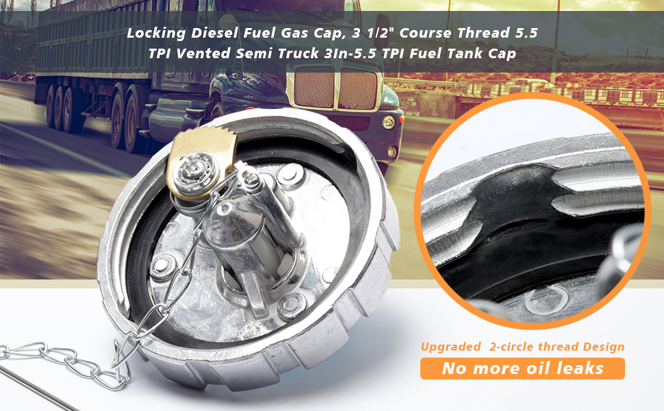 Upgraded Locking Diesel Fuel Gas Cap 2PCS, 3 1/2" Course