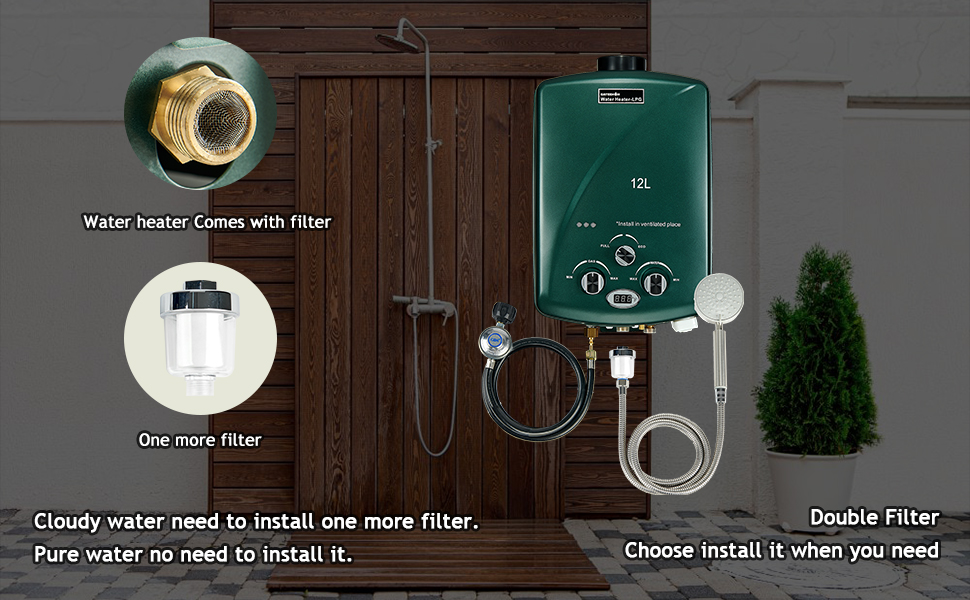 Gateenon 3.2GPM 12L Tankless Water Heater Propane Outdoor Liquid
