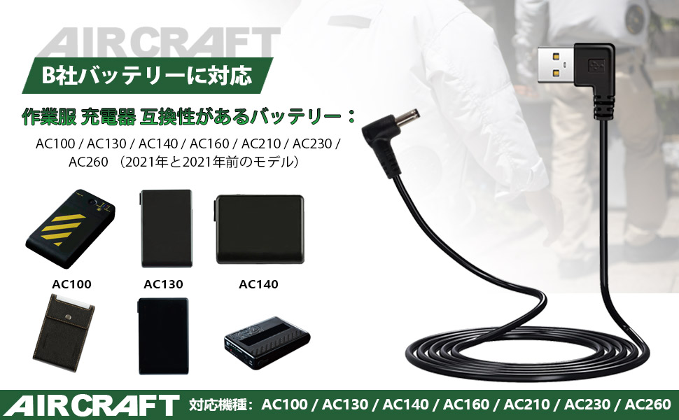 Amazon.co.jp: Tyuusei 空調作業服 B社バッテリー 充電ケーブル