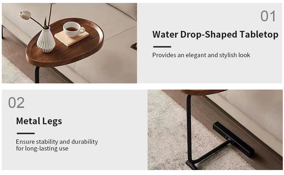 LETESA CShaped Side Table Set of 2, End Table for Couch