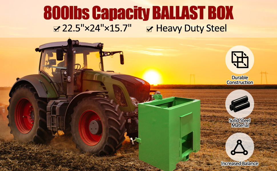 Eachbid 3 Point Ballast Box, Heay Duty Steel 800lbs
