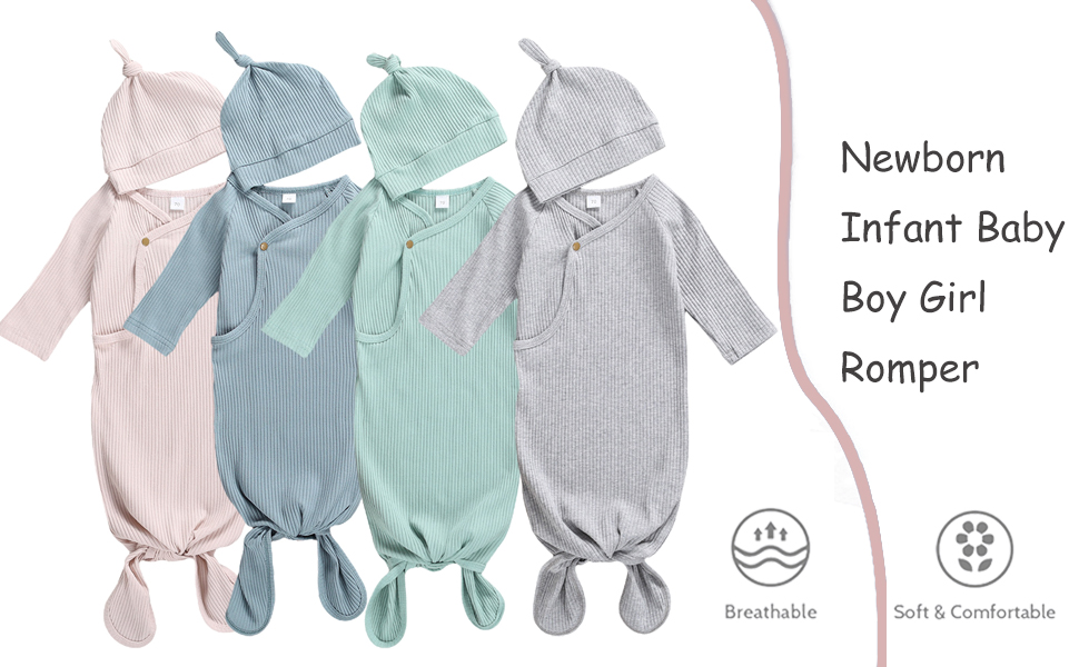 Newborn Infant Unisex Baby Boys Girls Solid Romper Bodysuit One Piece Jumpsuit Outfits Clothes